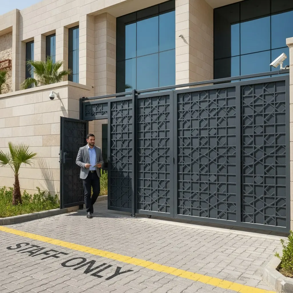 ماطورات-أبواب-السلايد-مع-باب-خدمي-لبوابات المدارس والجامعات والمراكز التعليمية