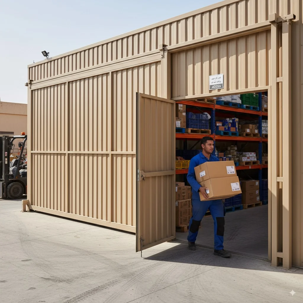 ماطورات-أبواب-السلايد-مع-باب-خدمي-للمخازن والمحال التجارية2