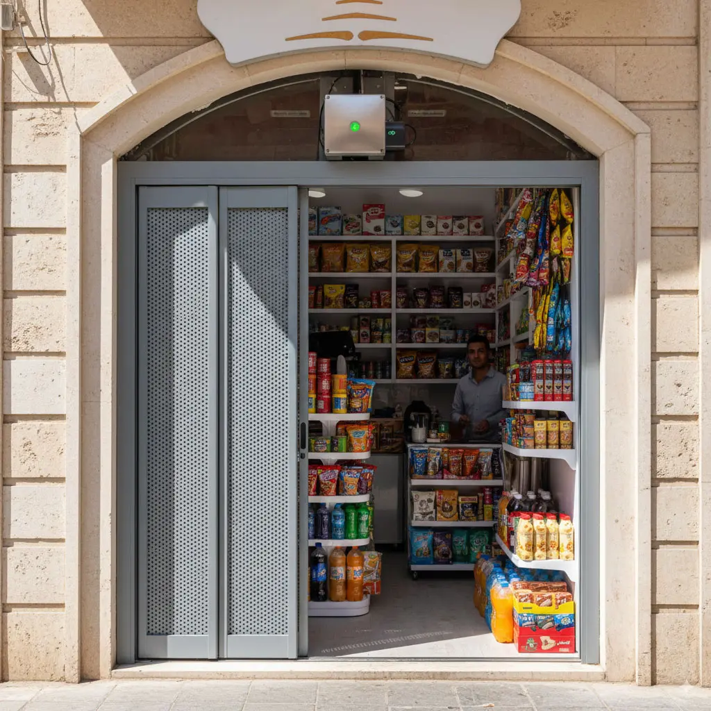 ماطورات-أبواب-المساحات-الضيقة-أبواب السلايد تلسكوب-أبواب المحال التجارية الصغيرة
